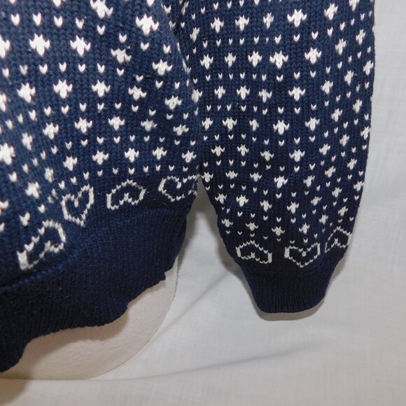 VTG 90s Willow Ridge Womens L Blue White Fair Isle Snowflake  Cardigan Sweater - Picture 7 of 10